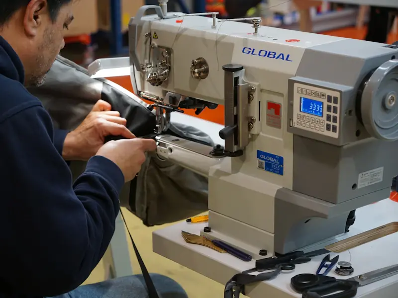 Endüstriyel dikiş makinesinde kumaş dikimi